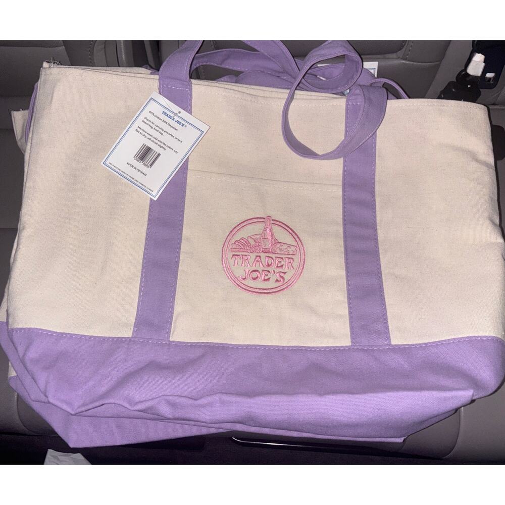 (1) NEW LARGE Lavender Trader Joe’s 💜 Canvas Tote Bag - SHIPS FAST! Spring 2026